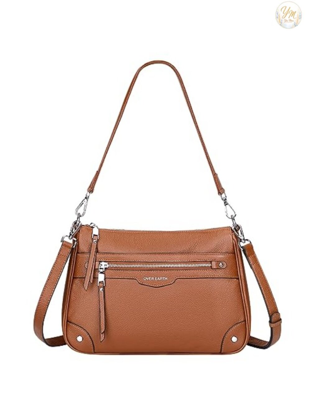 Genuine Leather Crossbody Bag Multi Pocket Hobo Shoulder Purse